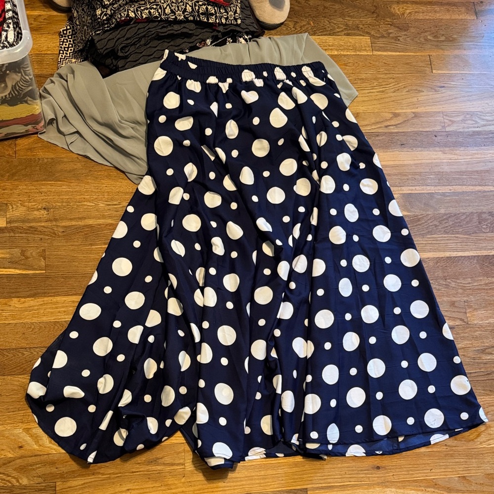 Navy Polka Dot Skirt